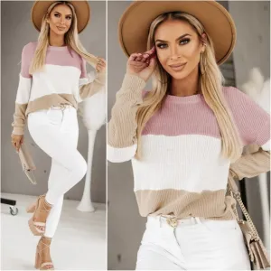 Cherry Cream Color Block Sweater