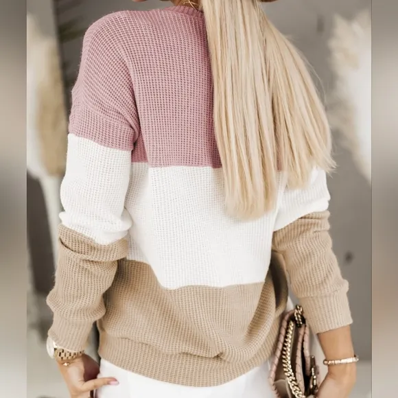 Cherry Cream Color Block Sweater