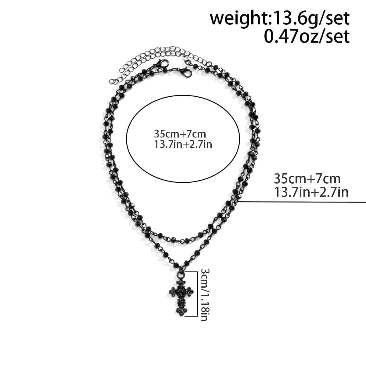 Chic Layered Star Cross Pendant Natural Crystal Choker Necklace Set