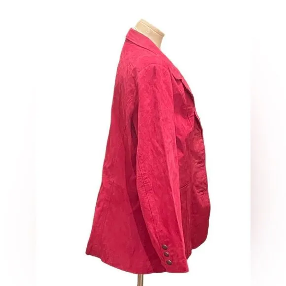 Chic NWOT Pink Suede Button-Up Blazer by Denim &amp; Co – A Pop of Color!