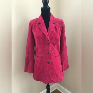 Chic NWOT Pink Suede Button-Up Blazer by Denim &amp; Co – A Pop of Color!