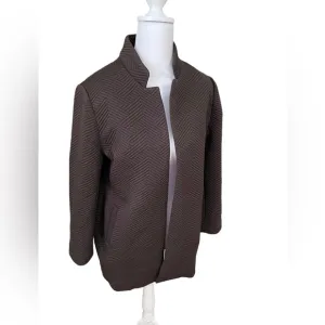 Chico's Women's Chevron Jacquard Boyfriend Blazer Size Medium Petite
