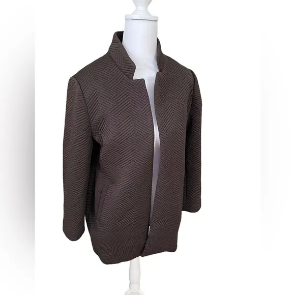 Chico's Women's Chevron Jacquard Boyfriend Blazer Size Medium Petite