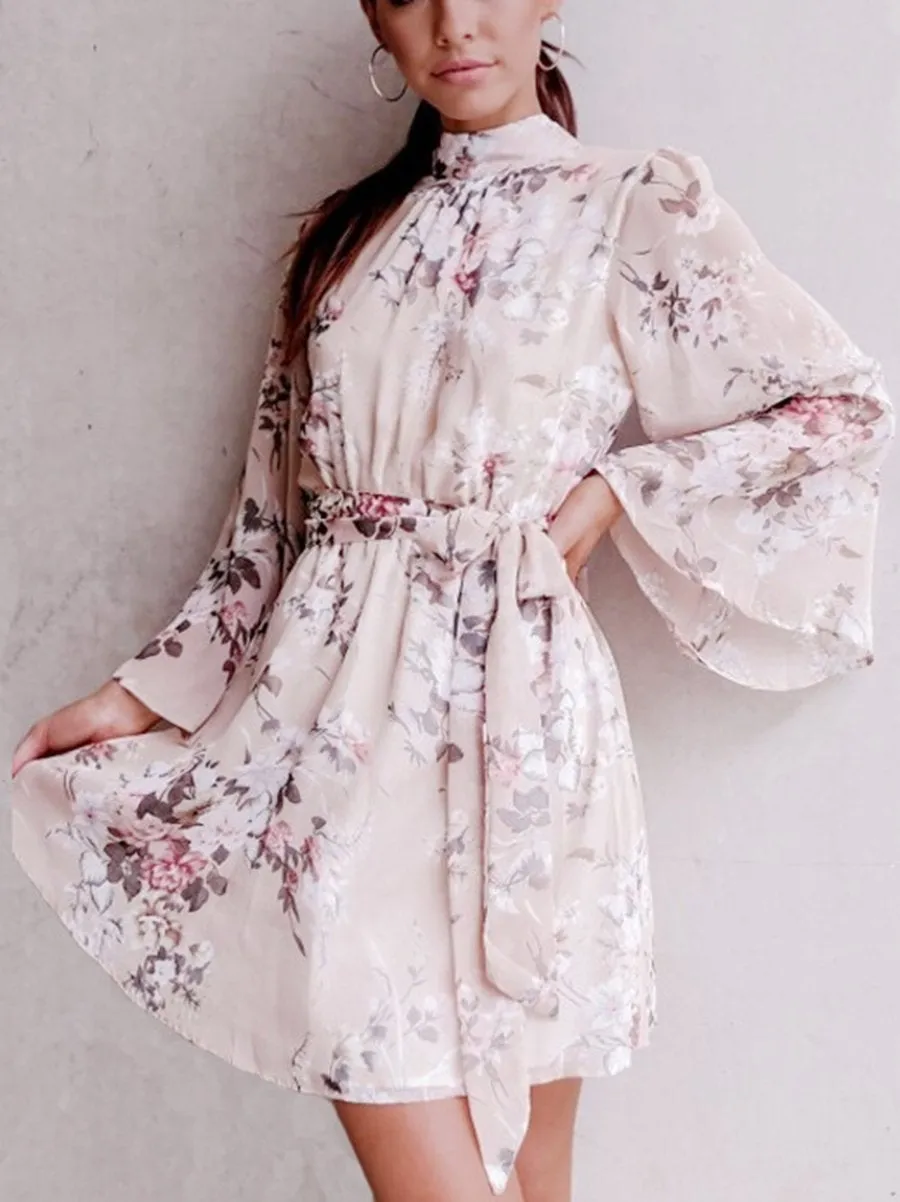 Chiffon Dress was Thin Tight Waist Sexy Backless A-Line Skirt