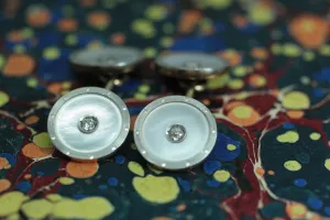 Circa 1920 14K Platinum & Diamond Cufflinks