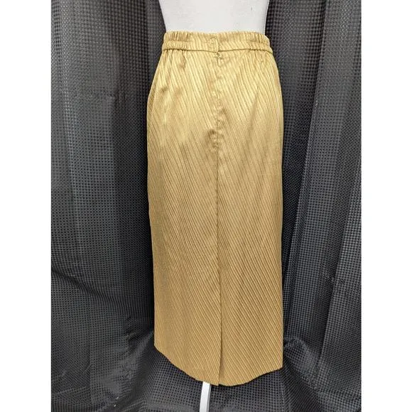 CLARA CLARA! STRIKING GOLD W/METALLIC RHINESTONE BUTTONED SKIRT SUIT, SET! SZ 12