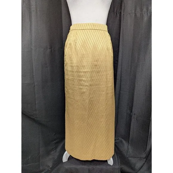 CLARA CLARA! STRIKING GOLD W/METALLIC RHINESTONE BUTTONED SKIRT SUIT, SET! SZ 12