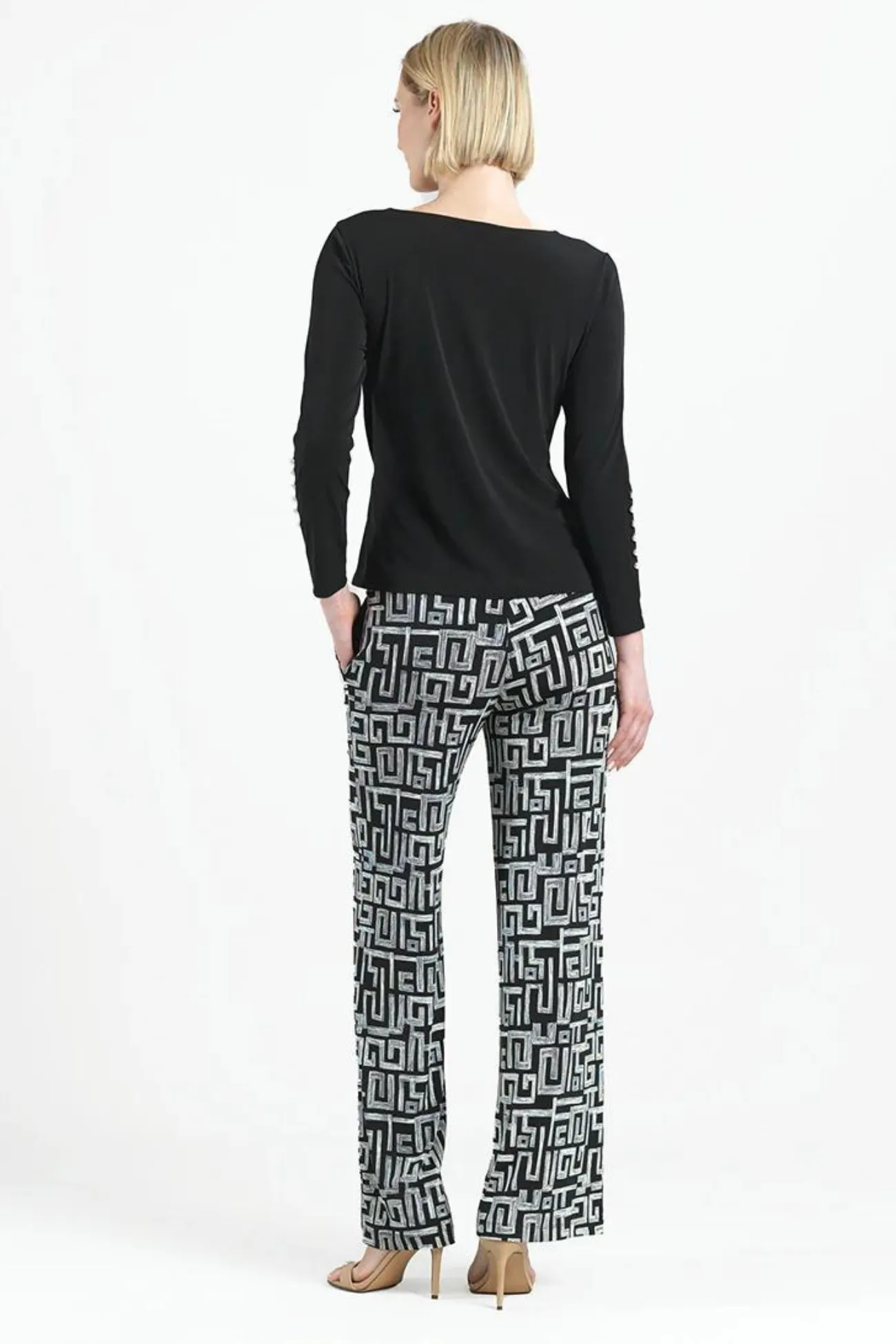 Clara Sunwoo Black Pearl Cuff Side Tie Waist Top