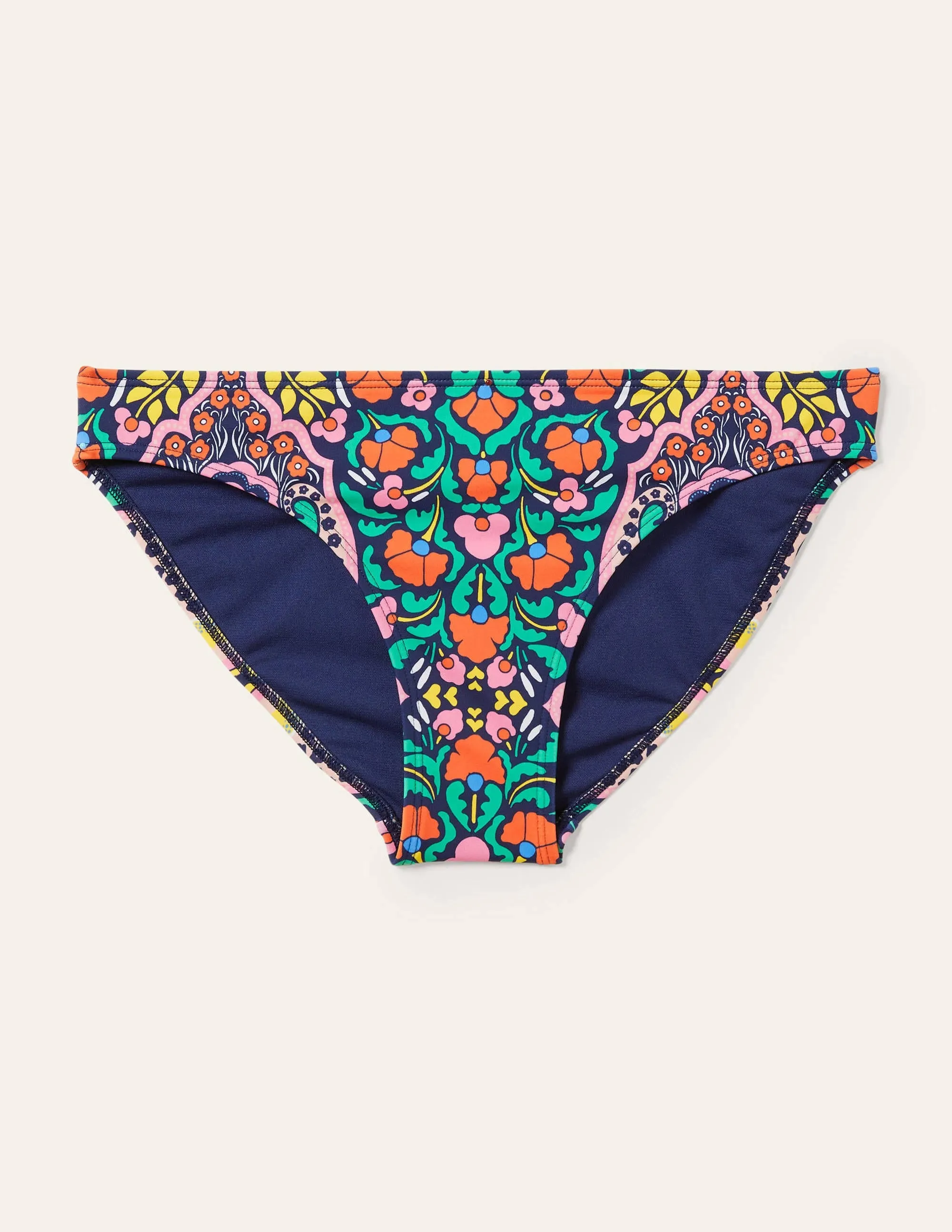 Classic Bikini Bottoms-French Navy, Passion Bloom