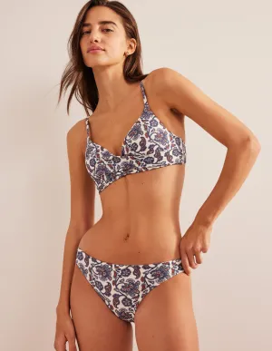 Classic Bikini Bottoms-Ivory, Blue Paisley