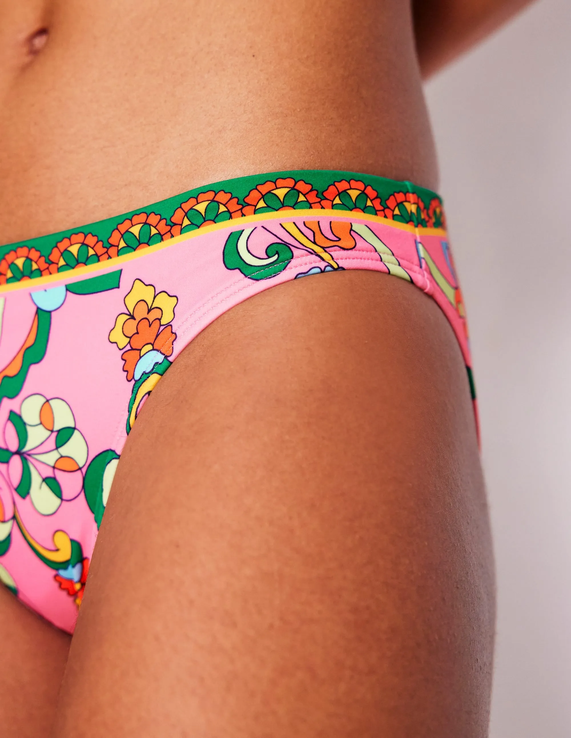 Classic Bikini Bottoms-Pink, Zig Zag wave
