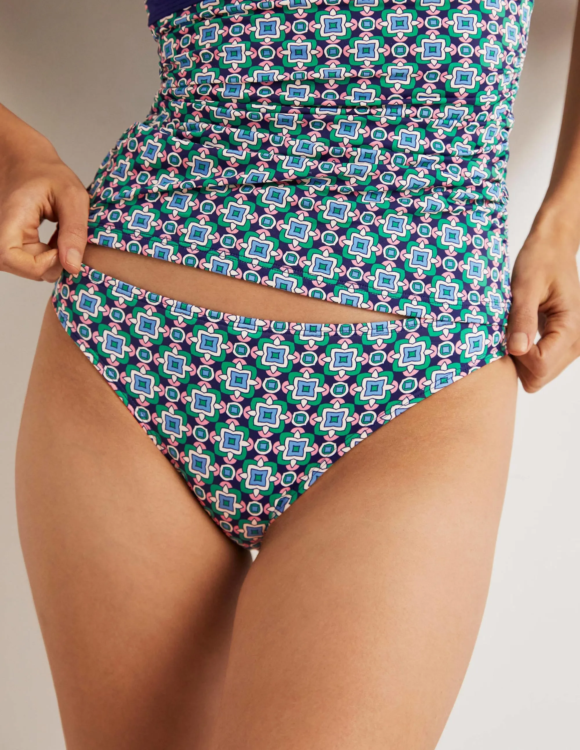 Classic Bikini Bottoms-Shady Glade, Square Geo