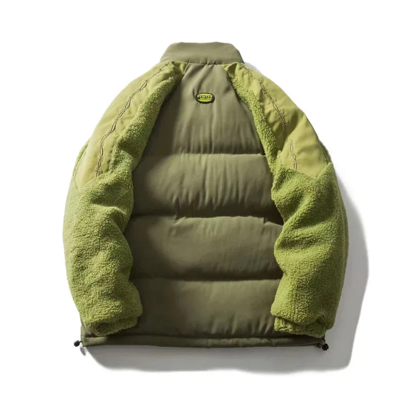 Classic Green Paneled Sherpa Coat