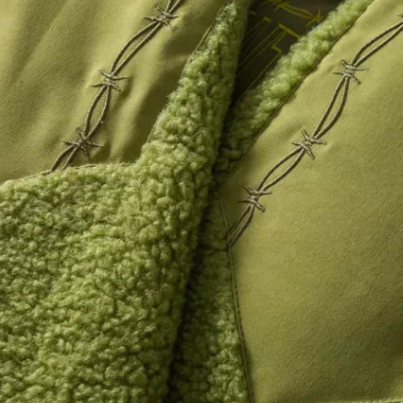 Classic Green Paneled Sherpa Coat