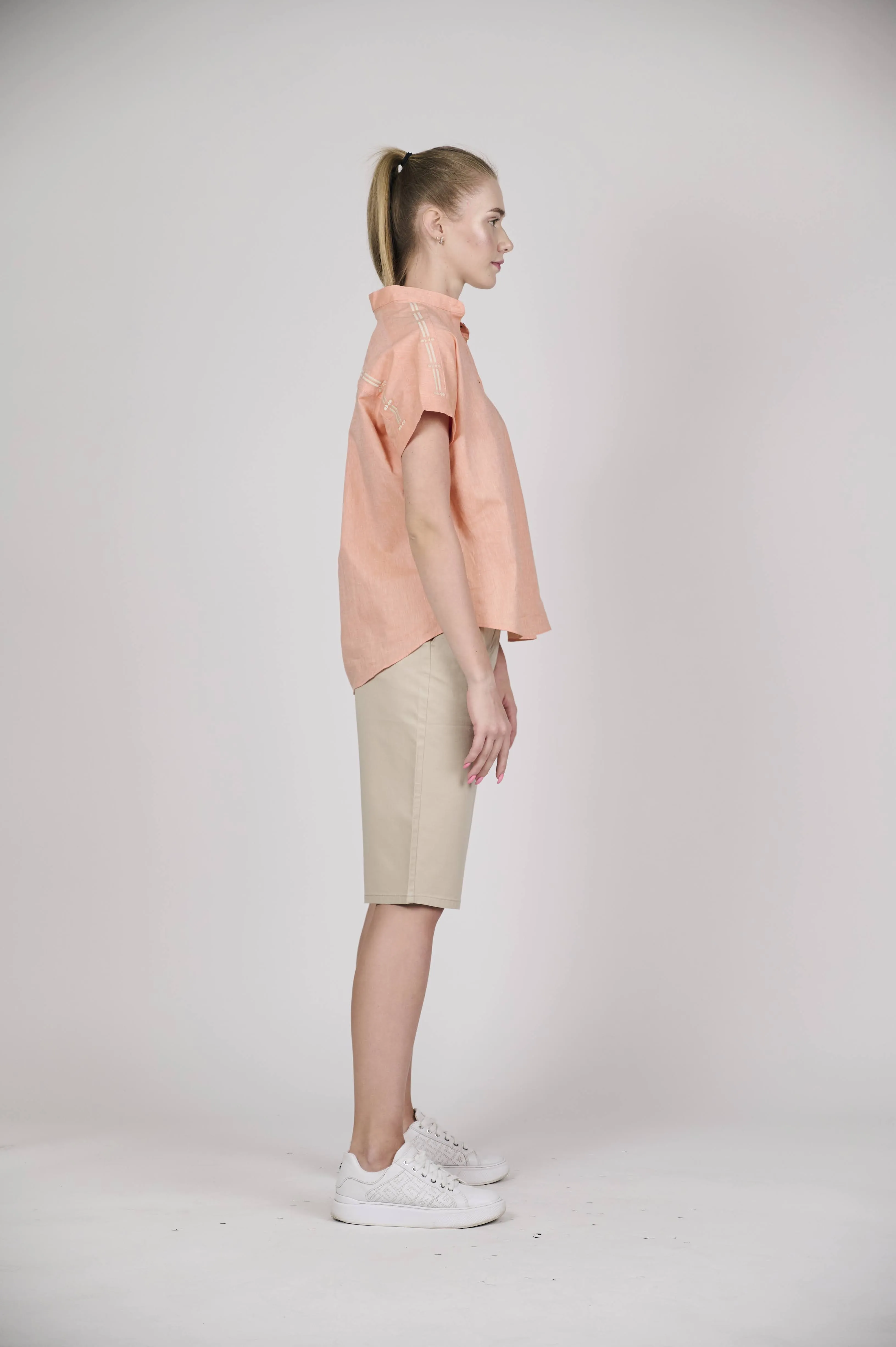 Classic Knee-Length  Beige Shorts