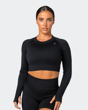 Classic Seamless Long Sleeve Top - Black