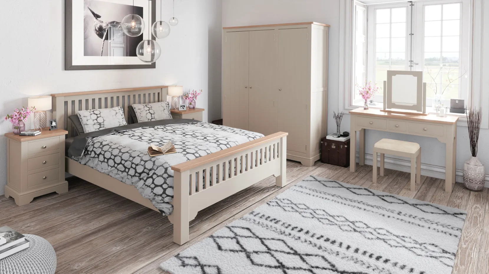 Cobblestone 3 Drawer Bedside