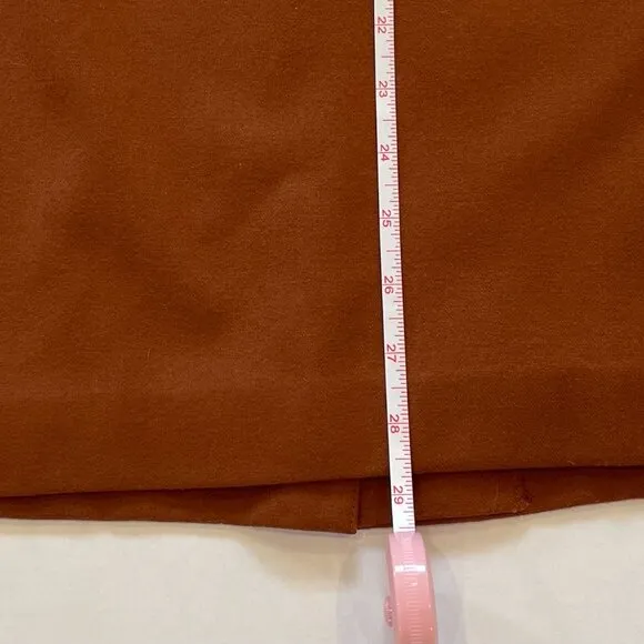 Cognac Brown High Waisted Lightweight Wool Midi Skirt Belt/Buckle Detail, Retro
