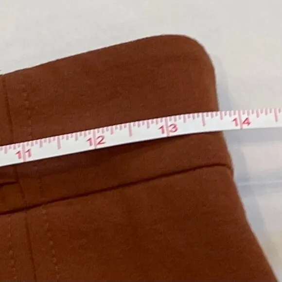 Cognac Brown High Waisted Lightweight Wool Midi Skirt Belt/Buckle Detail, Retro