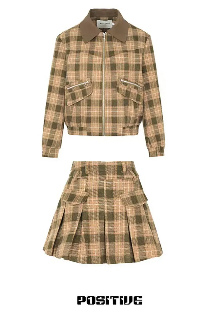College Style Pattern Jacket / Skirt