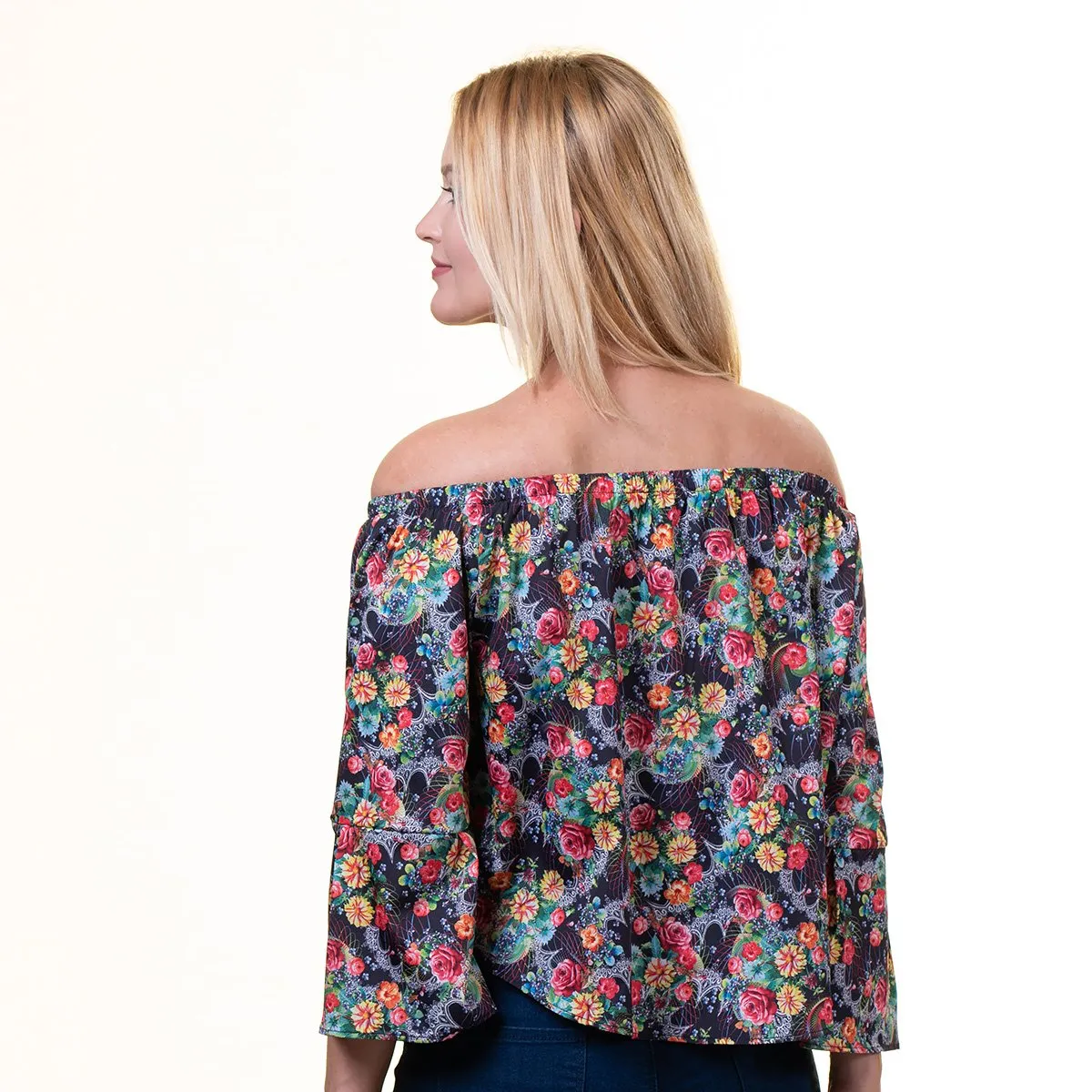 Colorful Long Sleeve Off the Shoulder Blouse for Women - Going Out Textured Tops for Ladies