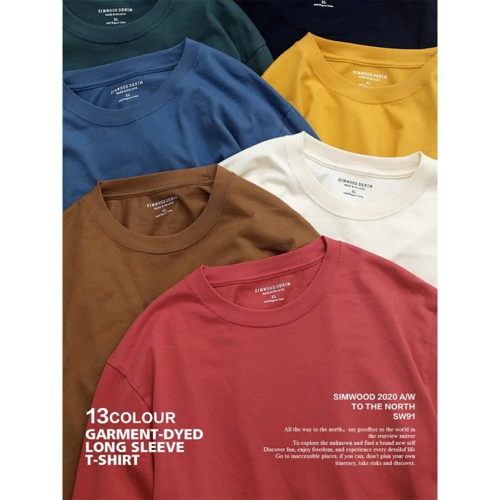 ContiNent 33 Spring New Long Sleeve T Shirt Men Solid Color 100% Cotton O-neck Tops Plus Size High Quality T-shirt