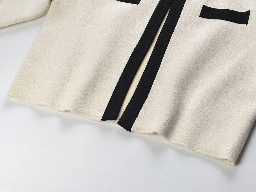 Contrast Trim Cardigan – Chic & Minimalist