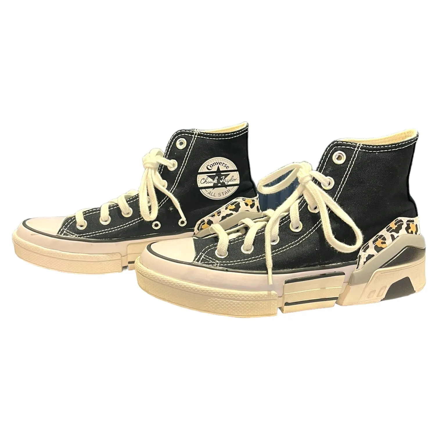 Converse Black and Animal Print Hi Tops, size 6