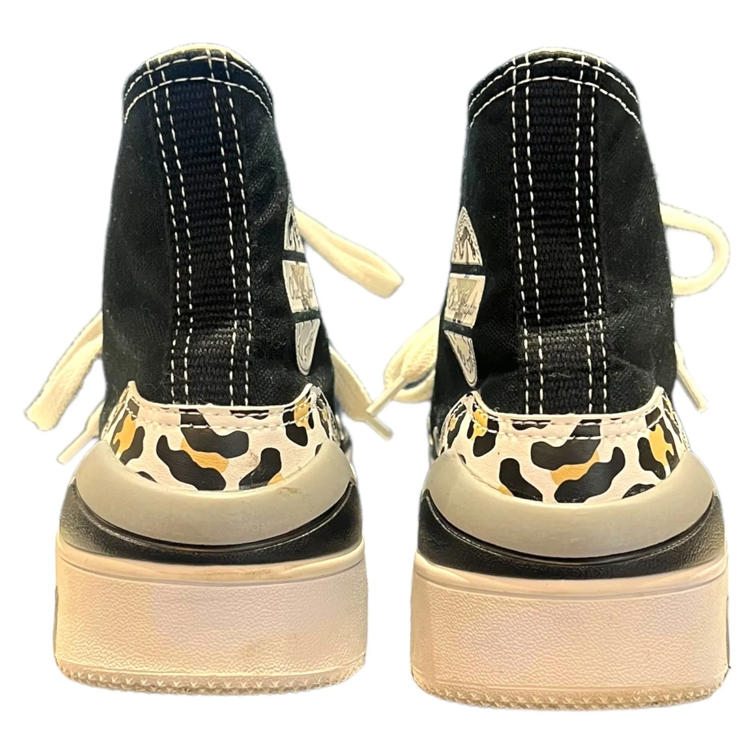 Converse Black and Animal Print Hi Tops, size 6