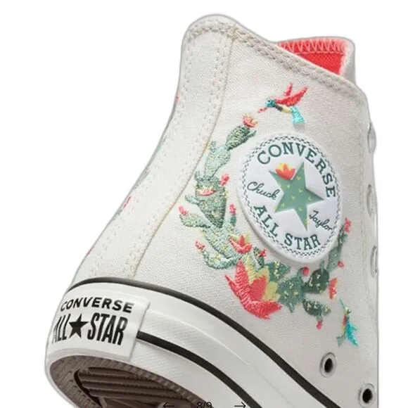 Converse “succulent love” embroidered high tops.  Girls size 2.  NWT