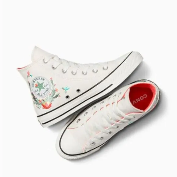 Converse “succulent love” embroidered high tops.  Girls size 2.  NWT
