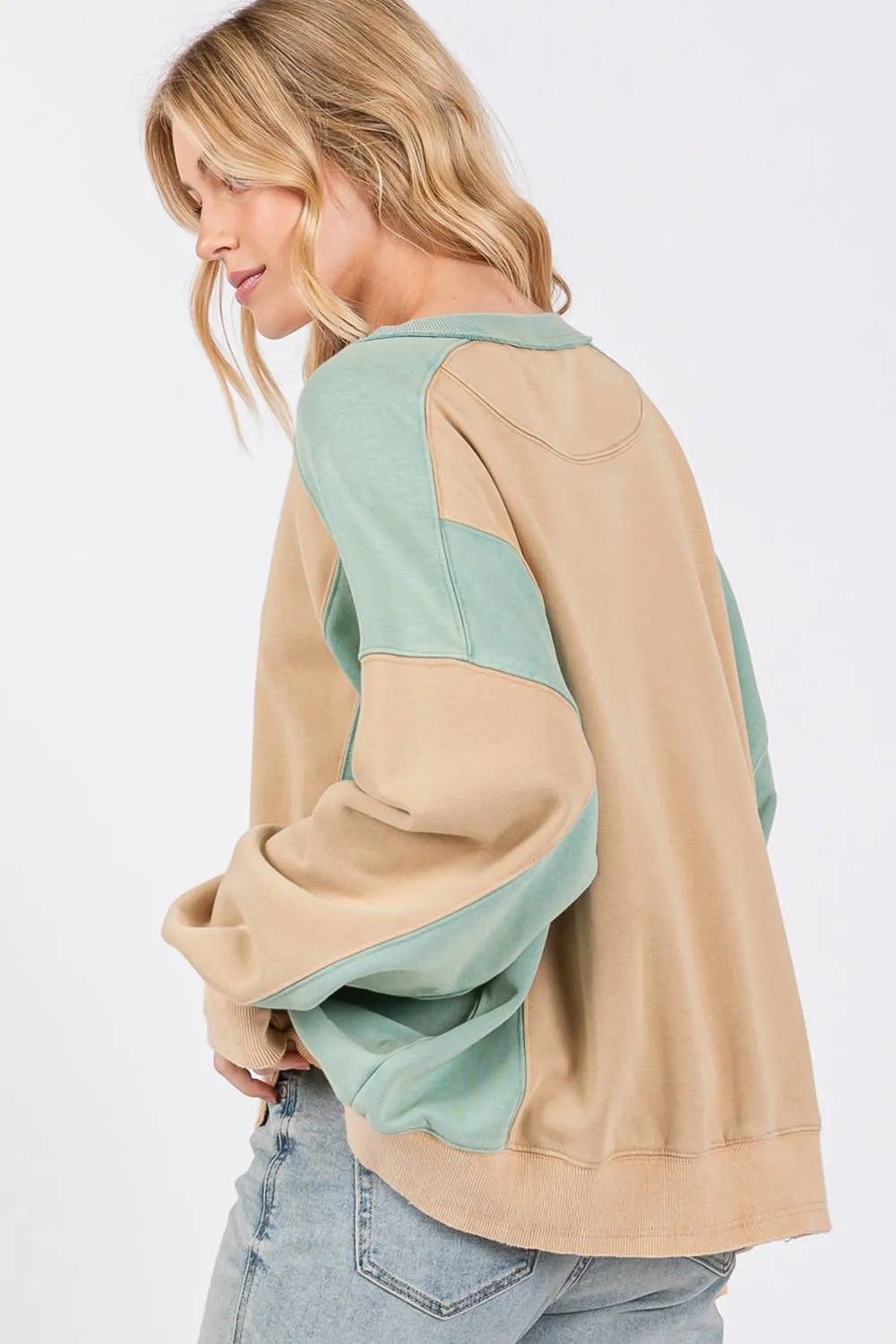 Cookie Green Color Block Sage   Fig Pullover