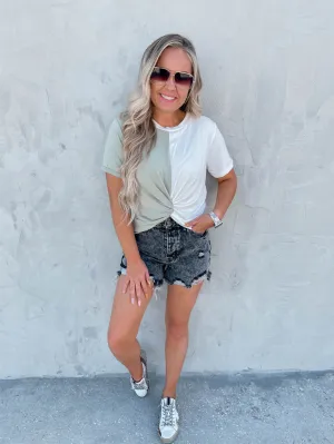 Cornetto Crop Top - Sage/White