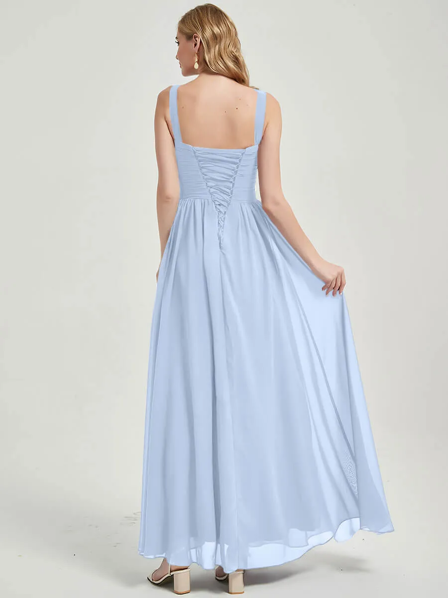 Cornflower Blue Sweetheart Strapless Chiffon Maternity Bridesmaid Dress