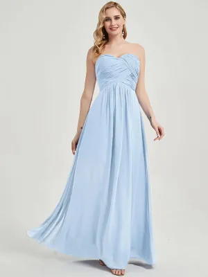 Cornflower Blue Sweetheart Strapless Chiffon Maternity Bridesmaid Dress