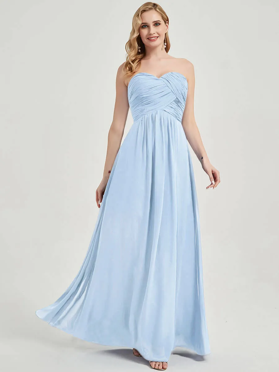 Cornflower Blue Sweetheart Strapless Chiffon Maternity Bridesmaid Dress