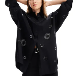 Cotton Oversized Embroidered Shirt