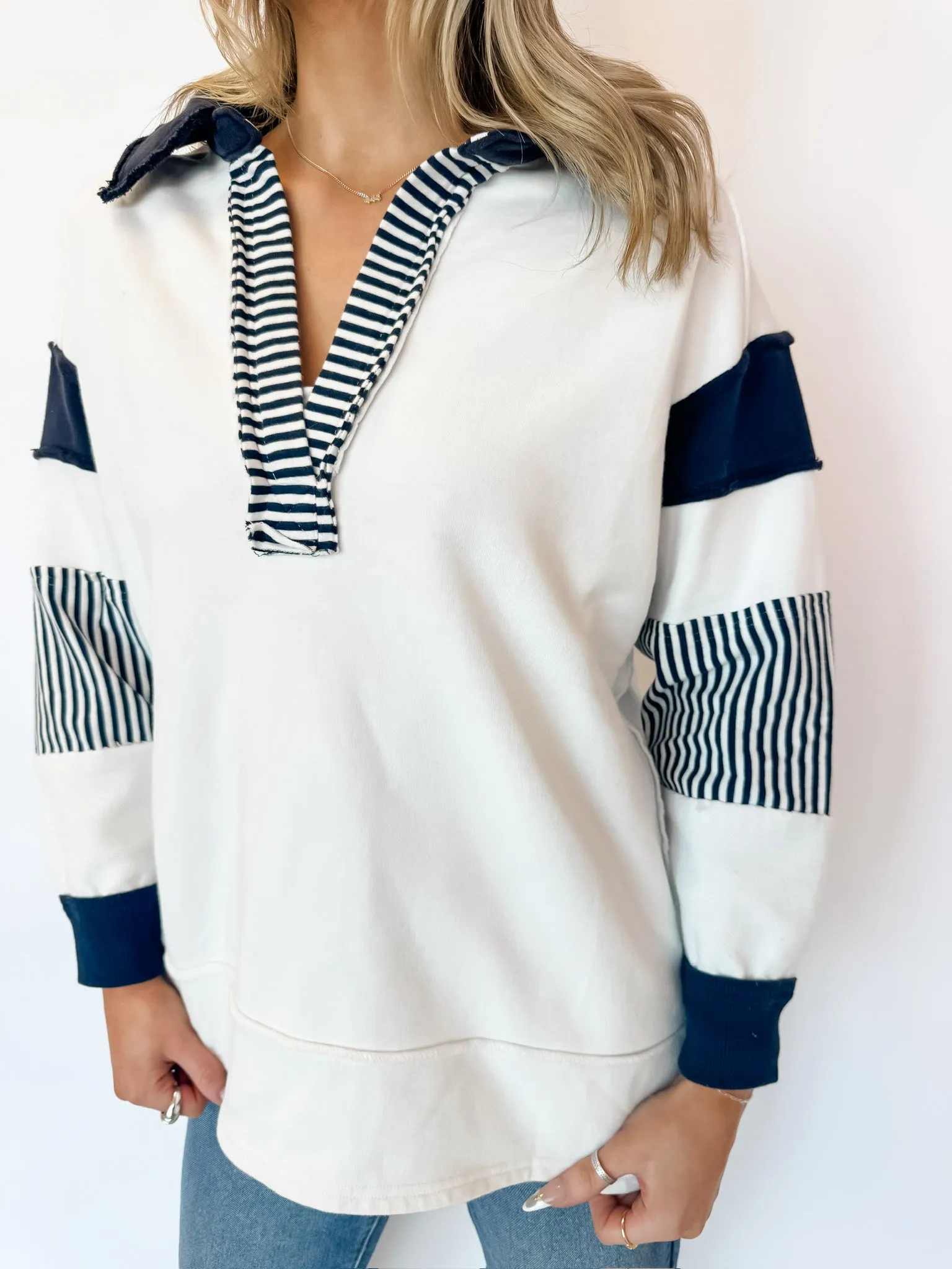 Count On Me Sweatshirt - Navy/Ivory