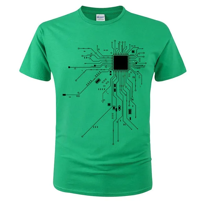 CPU Processor Circuit Diagram T Shirt Men Summer Cotton T-shirt Men