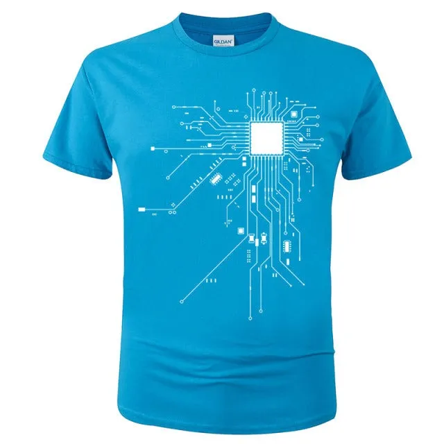 CPU Processor Circuit Diagram T Shirt Men Summer Cotton T-shirt Men