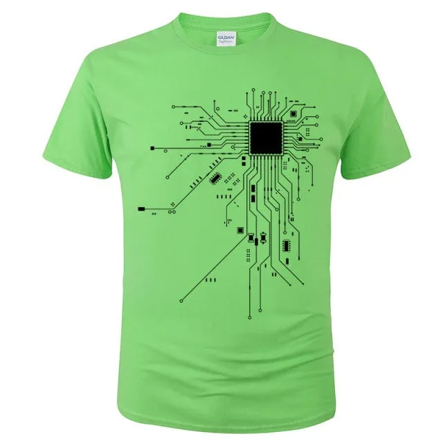 CPU Processor Circuit Diagram T Shirt Men Summer Cotton T-shirt Men
