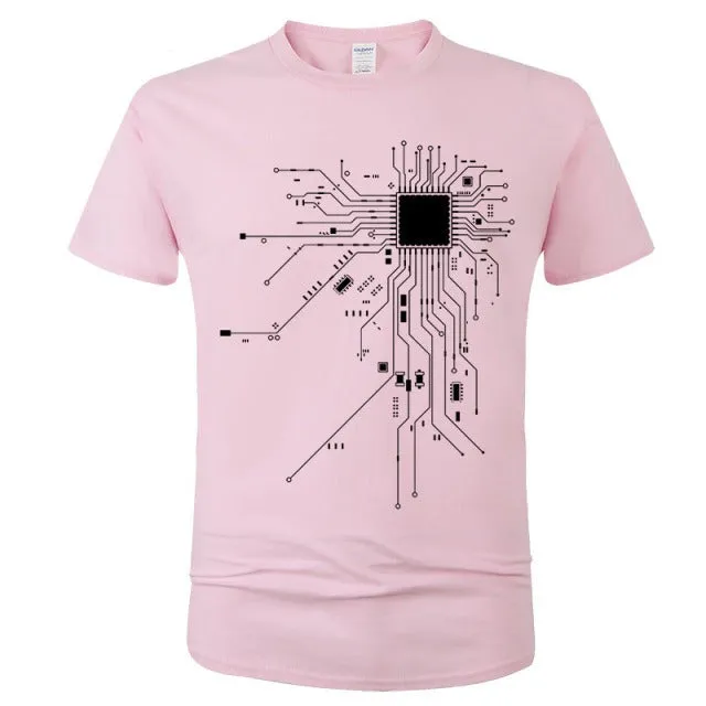 CPU Processor Circuit Diagram T Shirt Men Summer Cotton T-shirt Men