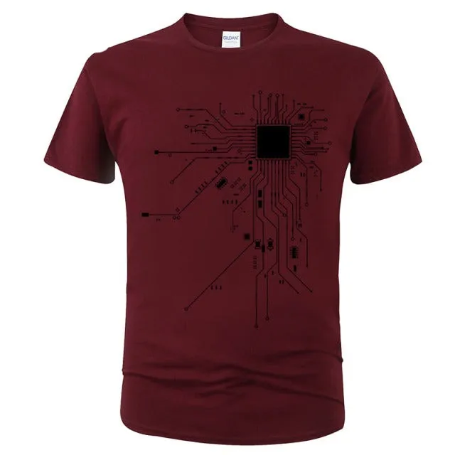 CPU Processor Circuit Diagram T Shirt Men Summer Cotton T-shirt Men