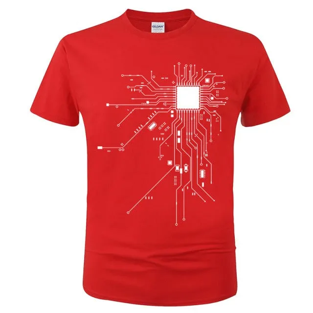 CPU Processor Circuit Diagram T Shirt Men Summer Cotton T-shirt Men