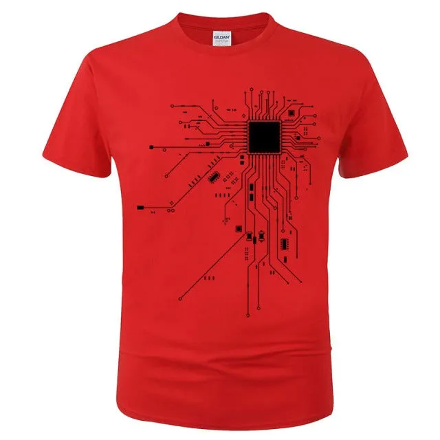 CPU Processor Circuit Diagram T Shirt Men Summer Cotton T-shirt Men