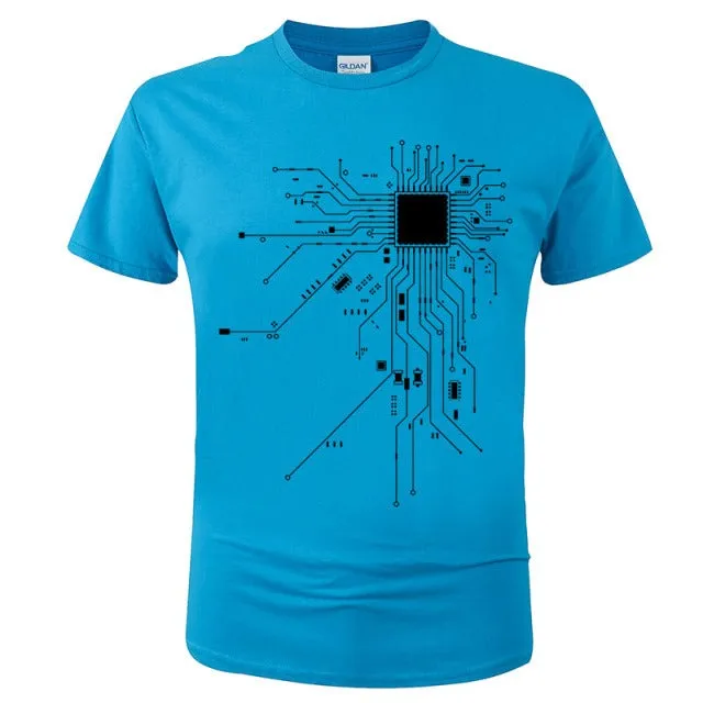 CPU Processor Circuit Diagram T Shirt Men Summer Cotton T-shirt Men