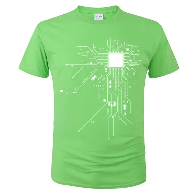 CPU Processor Circuit Diagram T Shirt Men Summer Cotton T-shirt Men