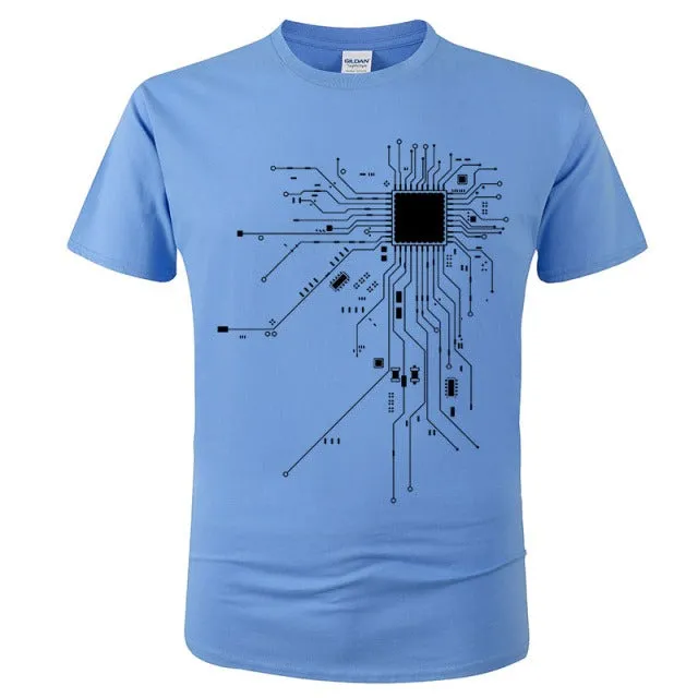 CPU Processor Circuit Diagram T Shirt Men Summer Cotton T-shirt Men