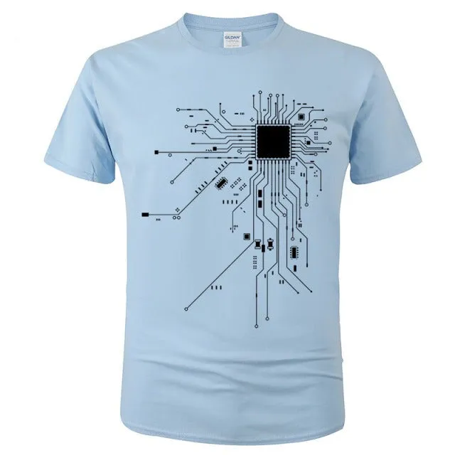 CPU Processor Circuit Diagram T Shirt Men Summer Cotton T-shirt Men