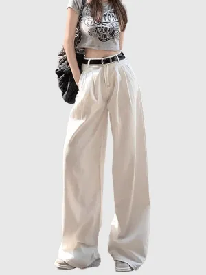 Cream Pleated Denim Pant